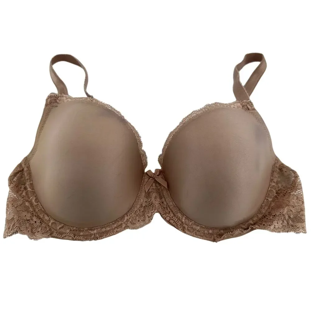 Victoria's Secret Smooth & Lace Dream Angels Lightly Lined Demi Bra Bow Tan 34D - Picture 2 of 6